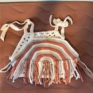 Kids Crochet Rainbow Top with Fringe